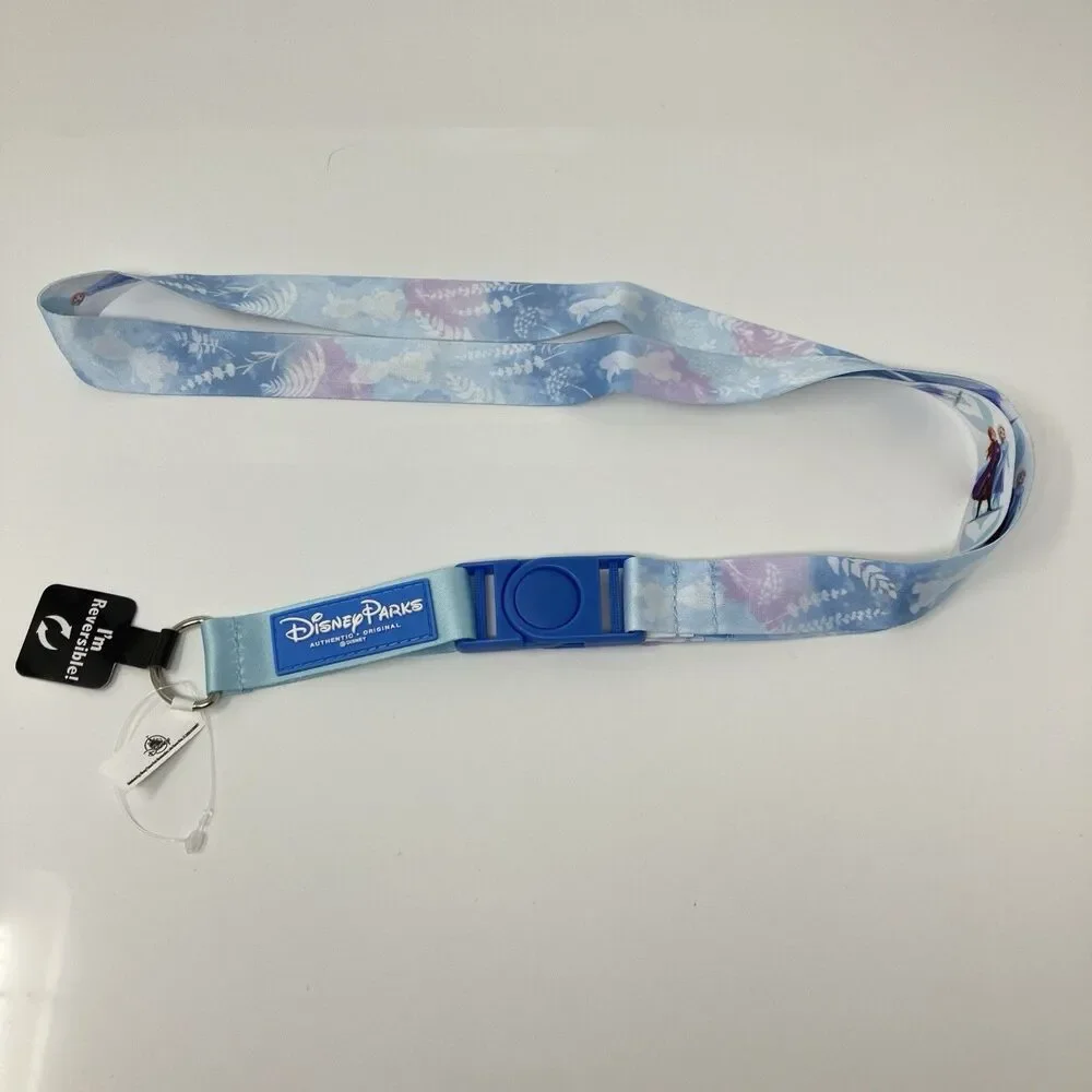 Disney Parks Lanyard Frozen 2 Elsa Anna Olaf Reversible Blue Badge Holder